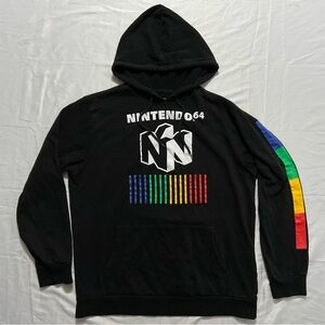 Nintendo Black Hoodie with Colorful Graphics